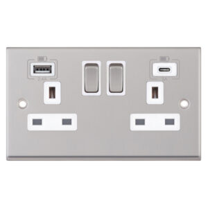 2 gang switched with 1 x USB type A & 1 x USB type C (2.4A / 3A) - Range Selectric 7M-PRO