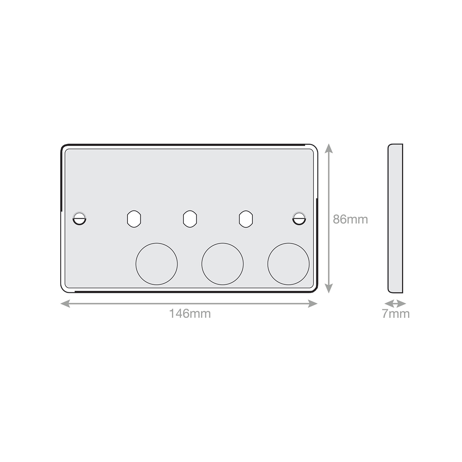 Empty Dimmer Plate - 3 Aperture Plate with Knobs - Range Selectric 7M-PRO