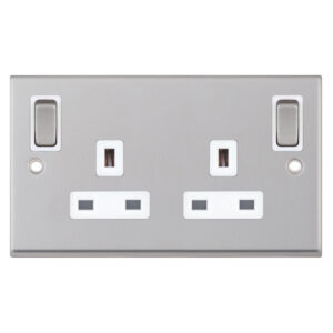 13 Amp socket outlet - 2 gang switched DP with outboard rockers & 2 Earth -  Selectric 7M-PRO