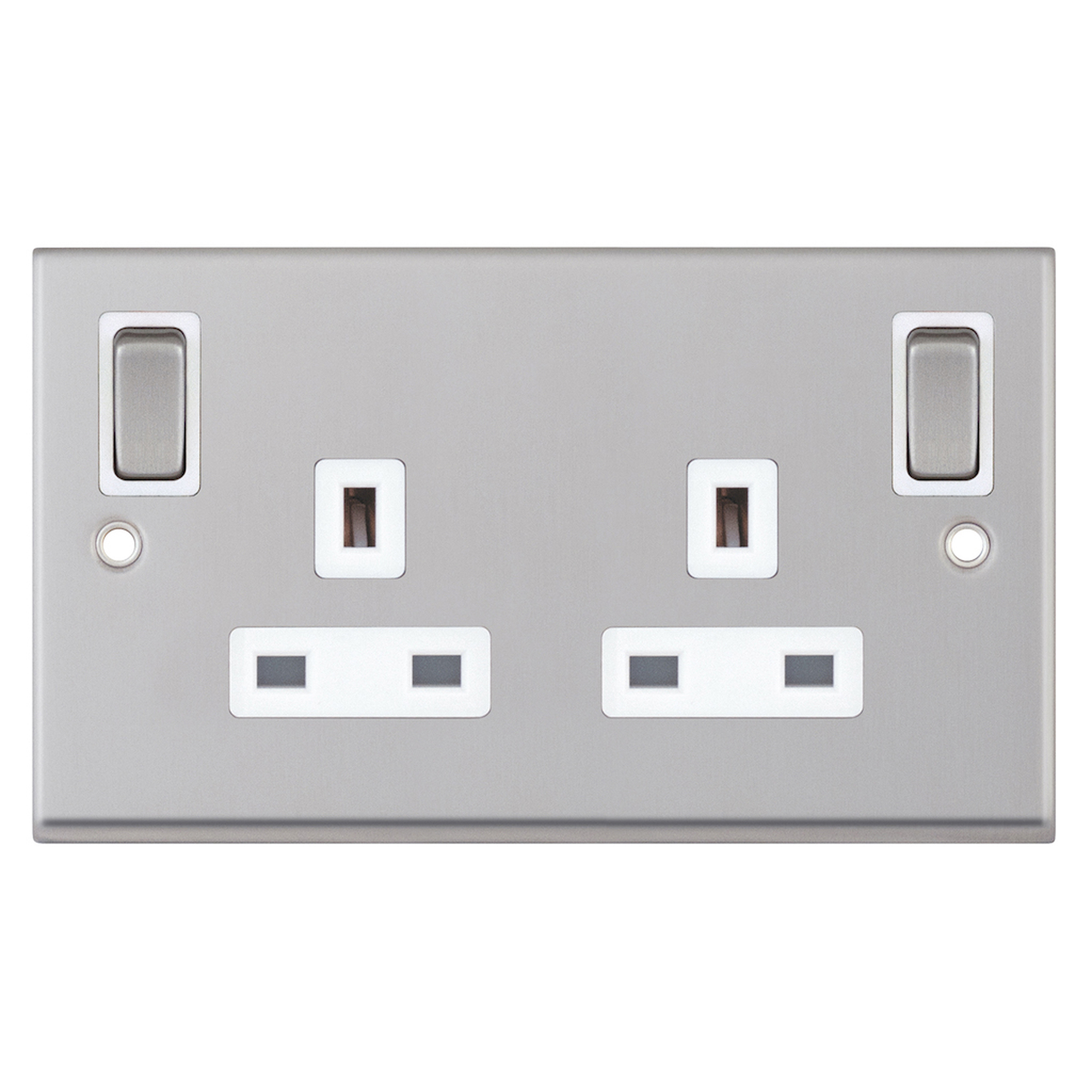 13 Amp socket outlet - 2 gang switched DP with outboard rockers & 2 Earth -  Selectric 7M-PRO