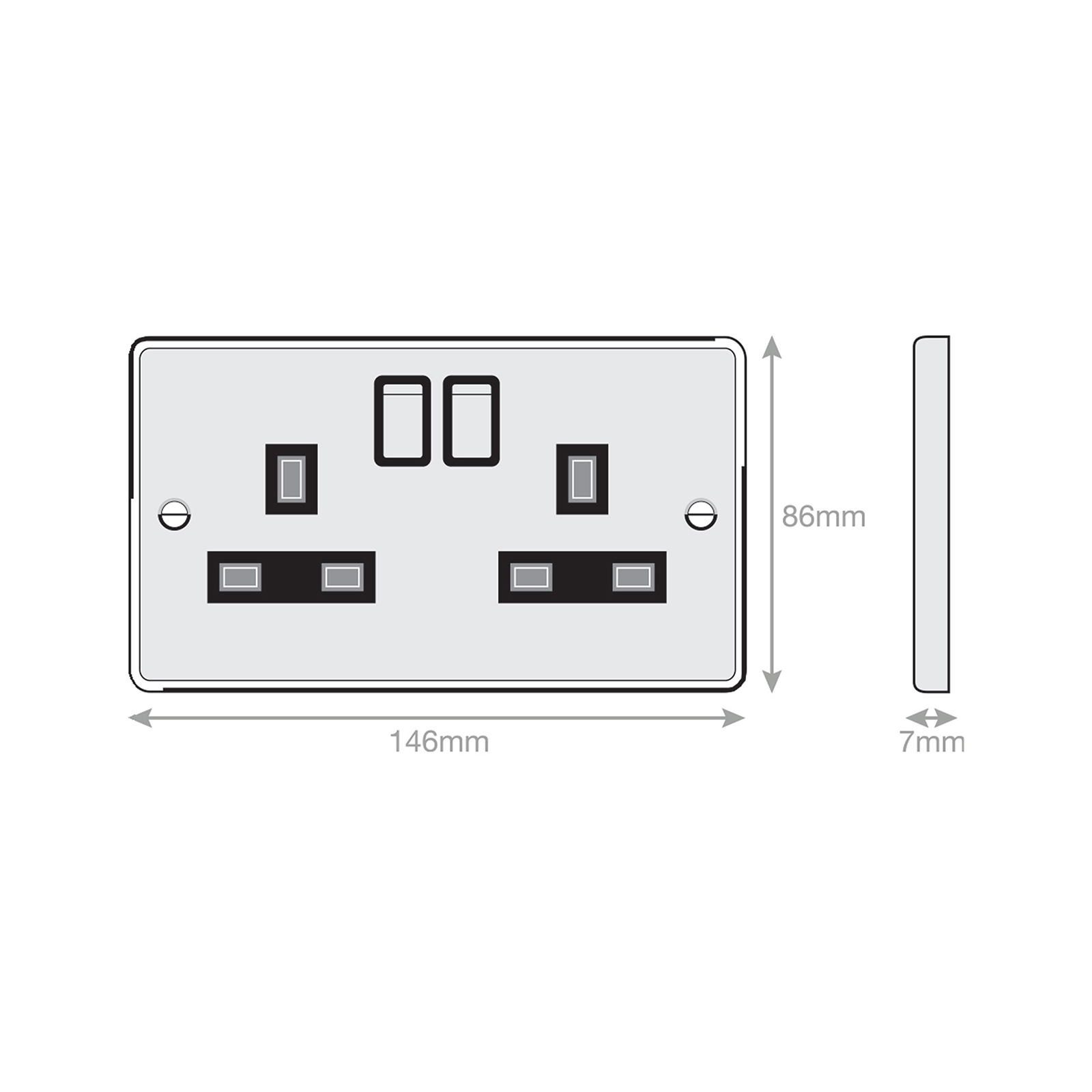 13 Amp Socket Outlets DP + 2 Earth Terminals - Switched - Range Selectric 7M-PRO