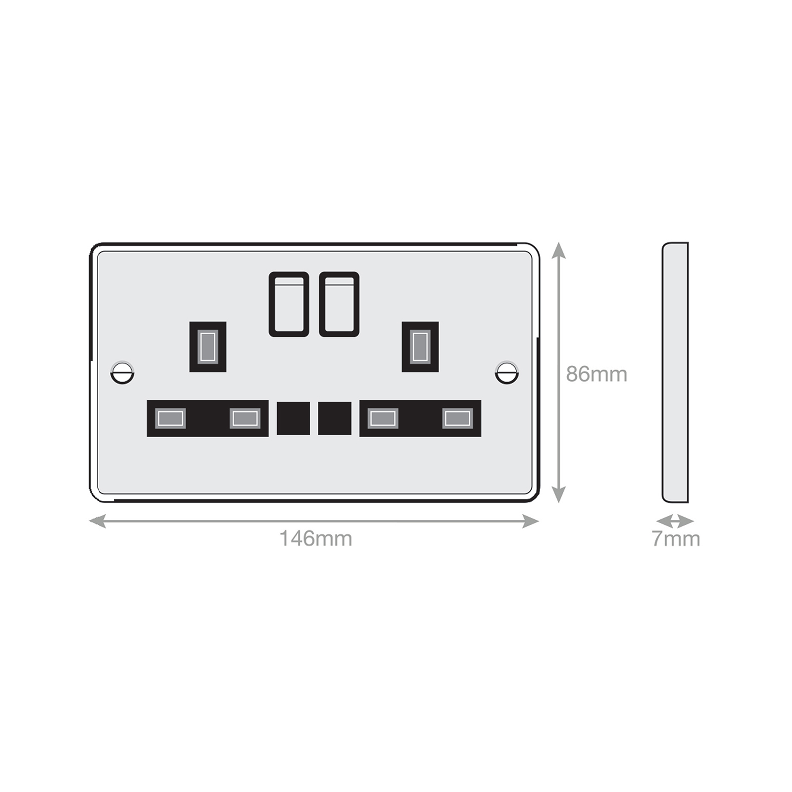 13 Amp Socket Outlets with Neon DP - Switched - Range Selectric 7M-PRO