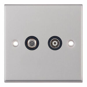 1 Gang F-Type Satellite Socket + 1 Gang TV/FM Coaxial/Aerial Socket Isolated - Range Selectric 7M-PRO