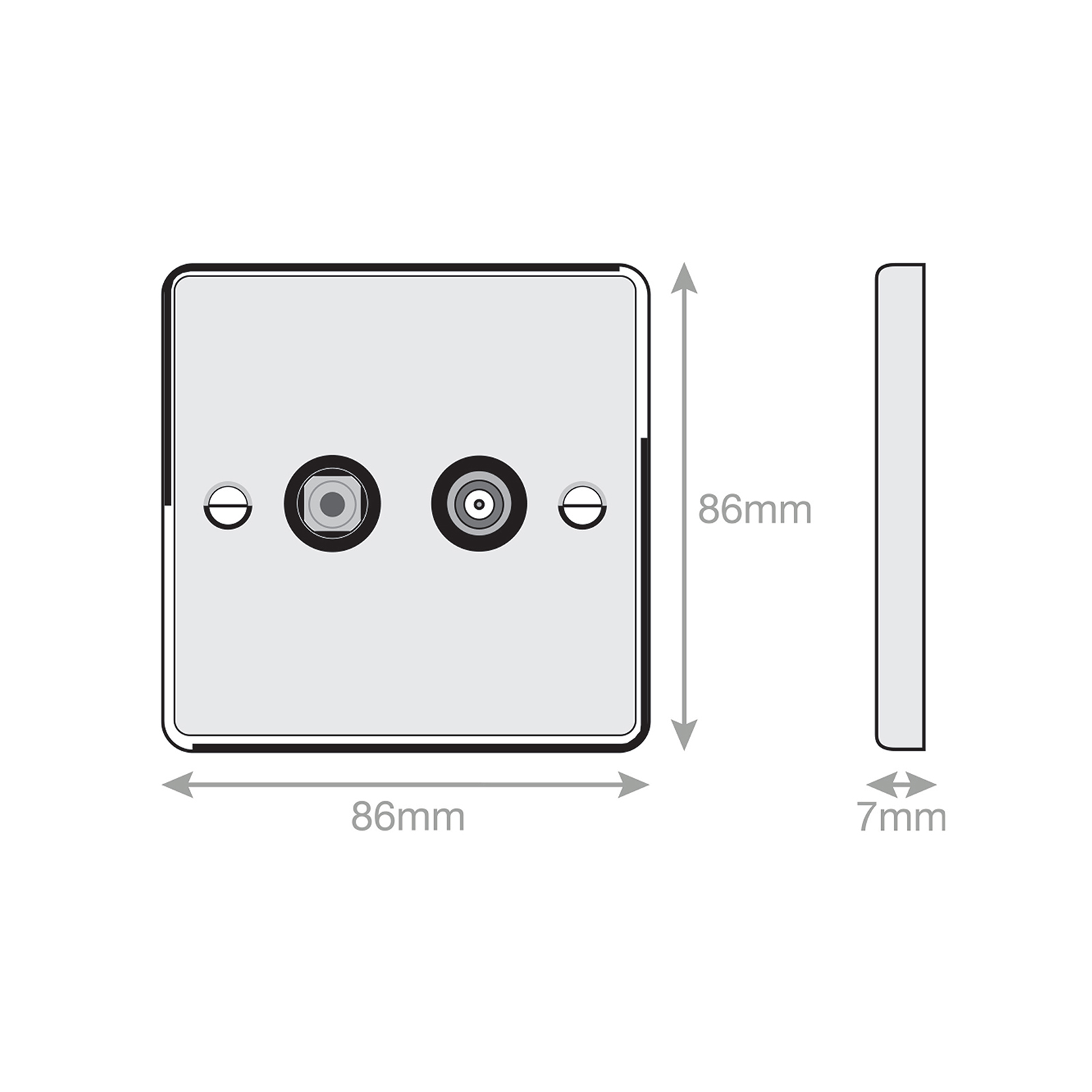 1 Gang F-Type Satellite Socket + 1 Gang TV/FM Coaxial/Aerial Socket Isolated - Range Selectric 7M-PRO