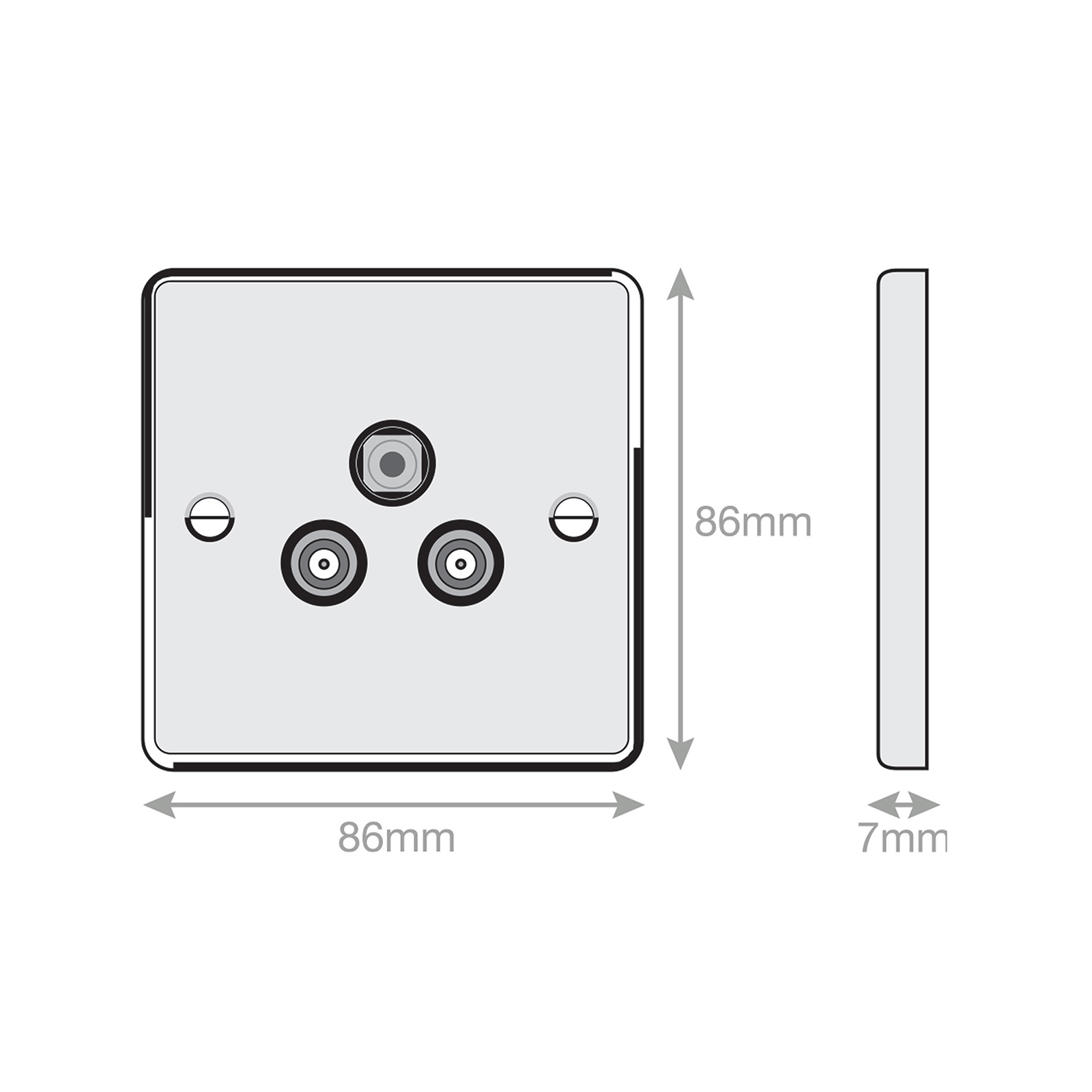 1 Gang F-Type Satellite Socket + 2 Gang TV/FM Coaxial/Aerial Socket Isolated - Range Selectric 7M-PRO