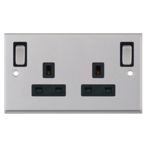 13 Amp socket outlet - 2 gang switched DP with outboard rockers & 2 Earth -  Selectric 7M-PRO