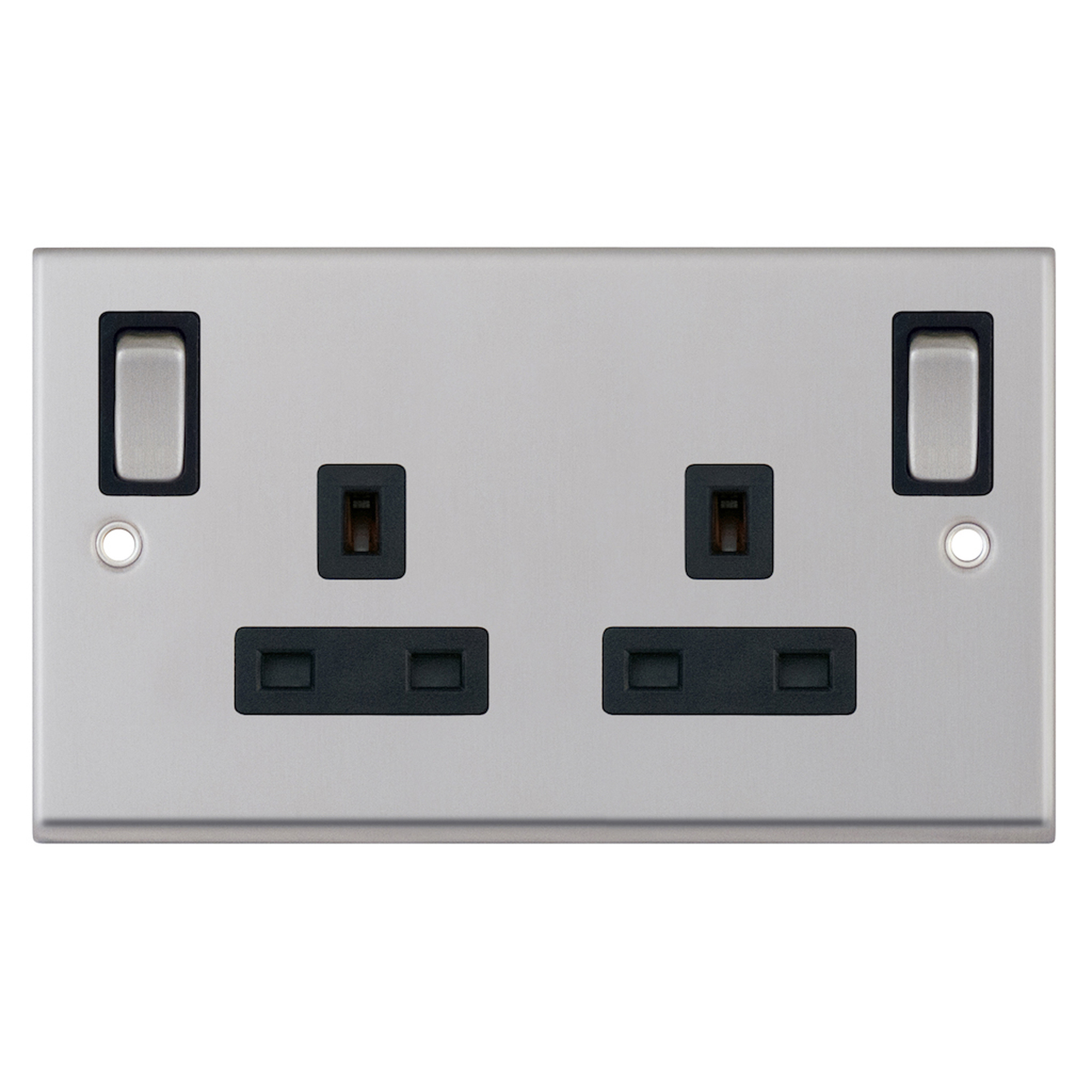 13 Amp socket outlet - 2 gang switched DP with outboard rockers & 2 Earth -  Selectric 7M-PRO