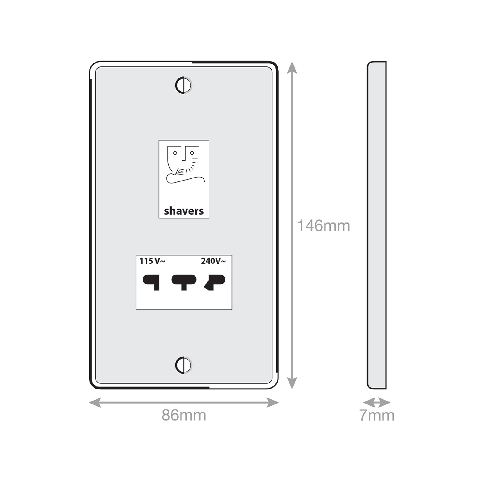 Dual Voltage Shaver Socket 115V & 230V Output - Range Selectric 7M-PRO