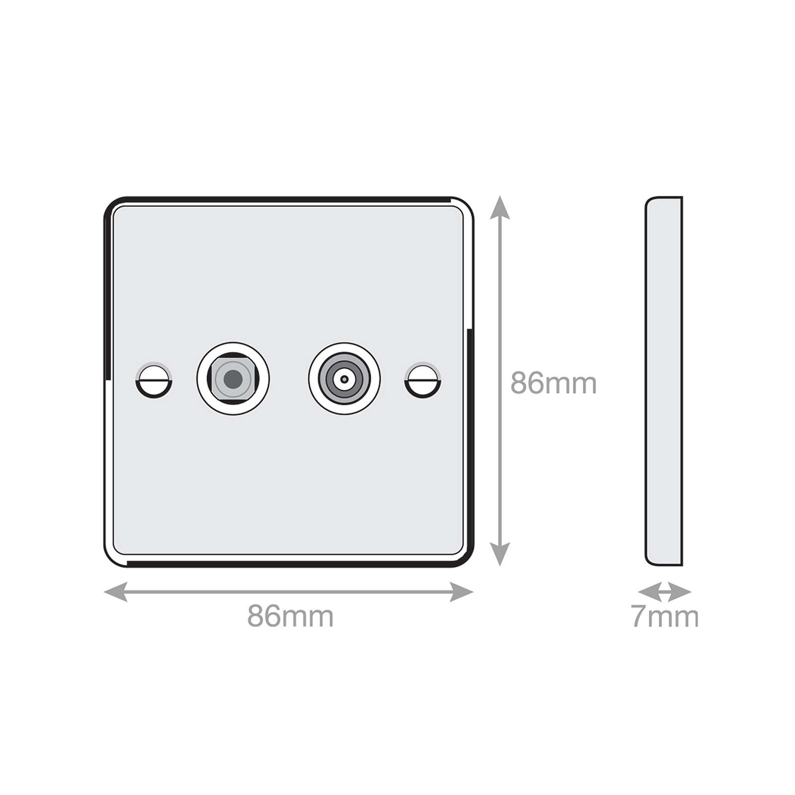 1 Gang F-Type Satellite Socket + 1 Gang TV/FM Coaxial/Aerial Socket Isolated - Range Selectric 7M-PRO