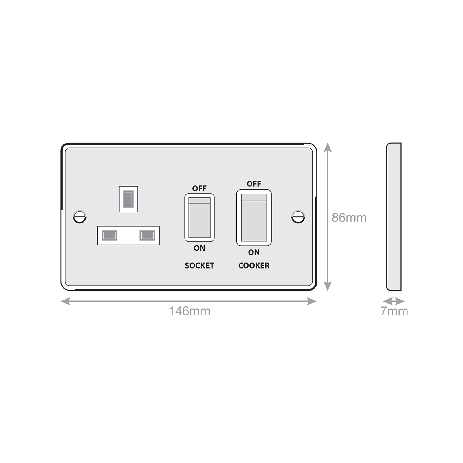 45 Amp Cooker Unit with 13 Amp Switched Socket - Range Selectric 7M-PRO