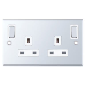 13 Amp socket outlet - 2 gang switched DP with outboard rockers & 2 Earth -  Selectric 7M-PRO