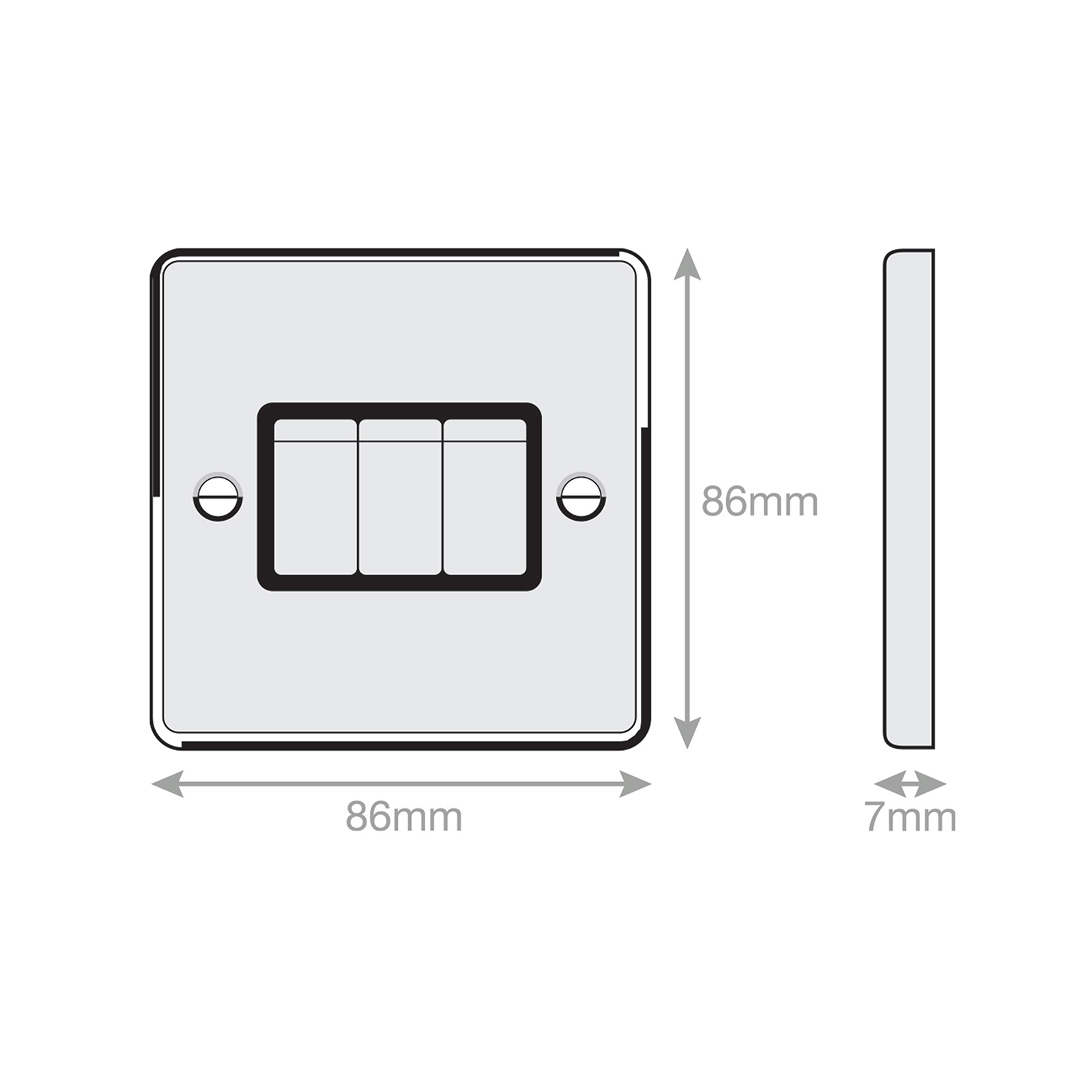 10 Amp Plate Switch - 3 Gang 2 Way - X-Rated - Range Selectric 7M-PRO