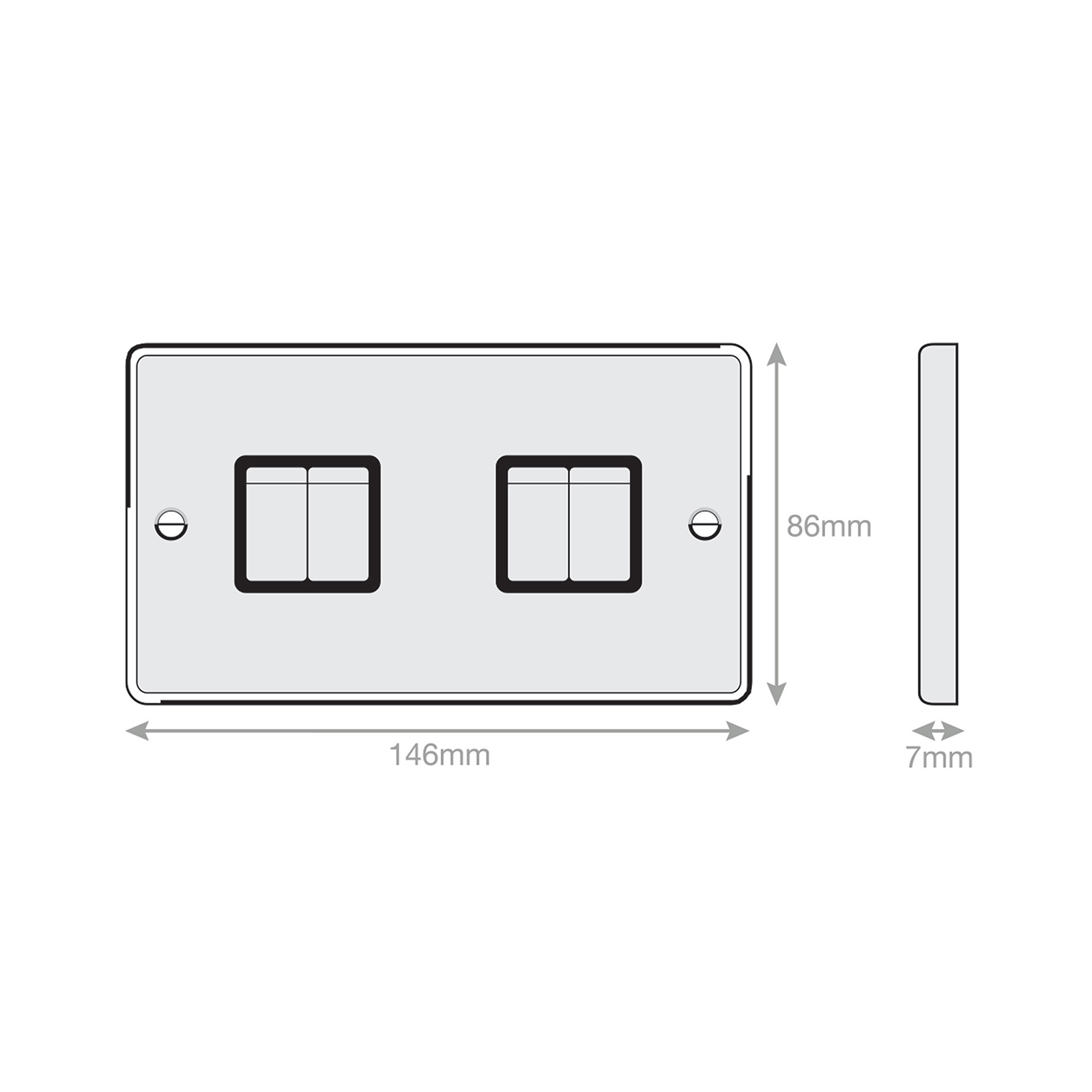 10 Amp Plate Switch - 4 Gang 2 Way - X-Rated - Range Selectric 7M-PRO