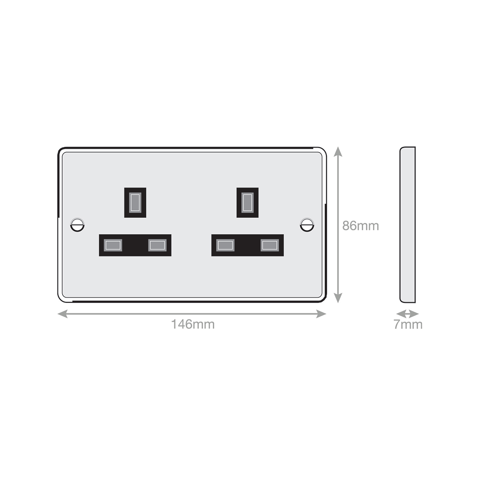 13 Amp Socket Outlets + 2 Earth Terminals - Unswitched - Range Selectric 7M-PRO