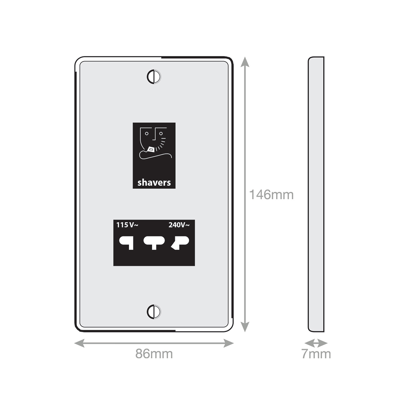 Dual Voltage Shaver Socket 115V & 230V Output - Range Selectric 7M-PRO