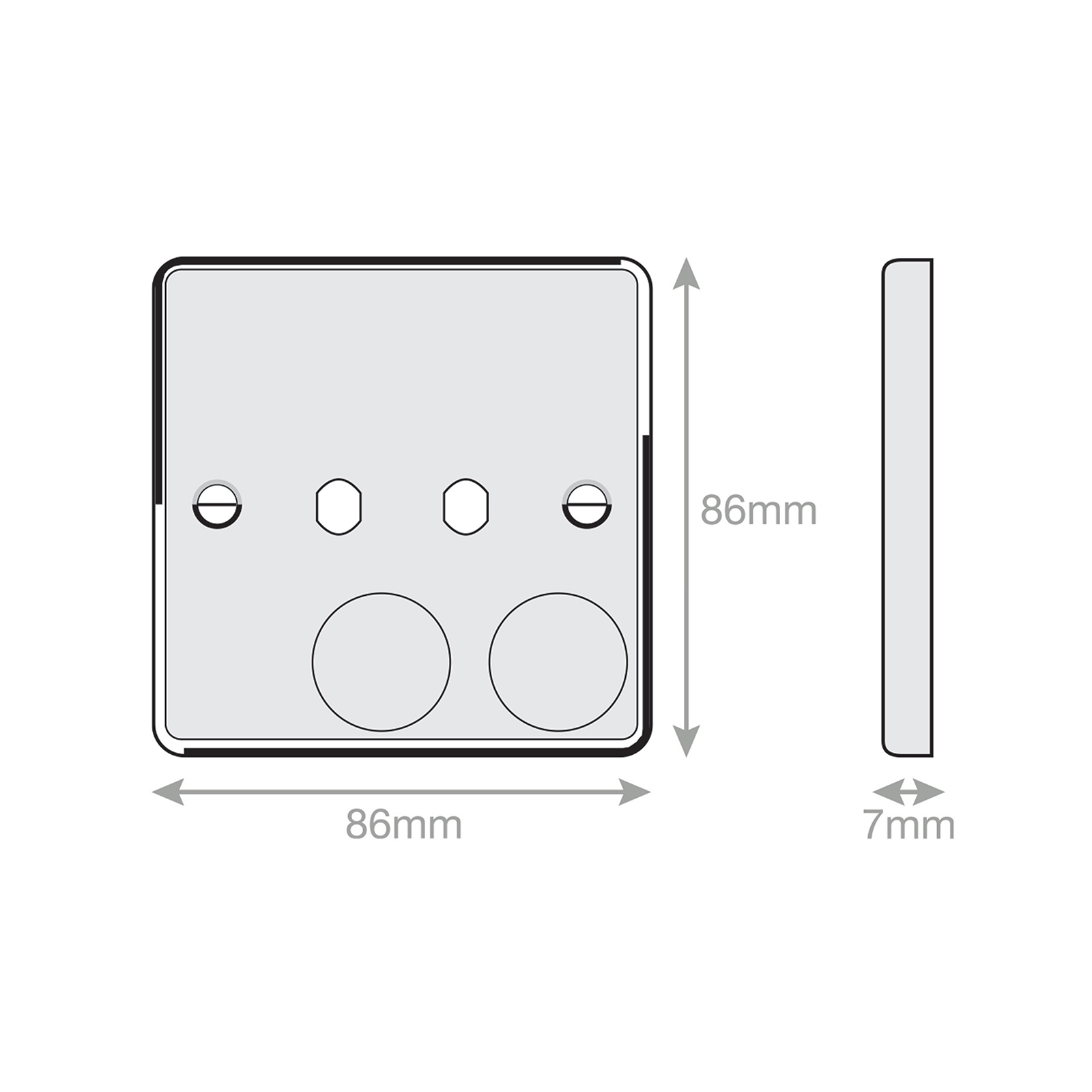 Empty Dimmer Plate - 2 Aperture Plate with Knobs - Range Selectric 7M-PRO