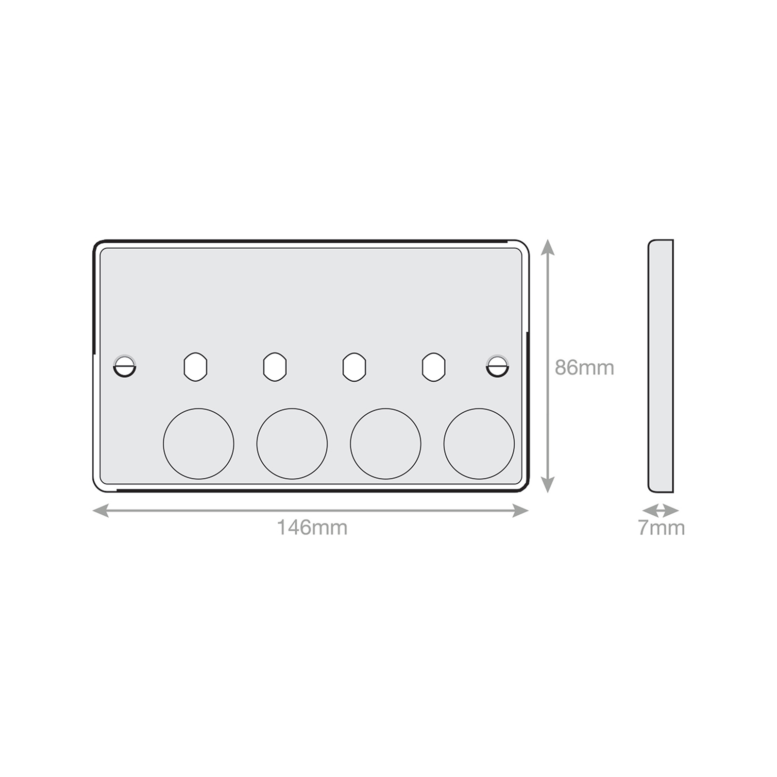 Empty Dimmer Plate - 4 Aperture Plate with Knobs - Range Selectric 7M-PRO