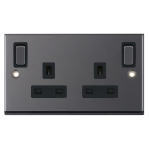 13 Amp socket outlet - 2 gang switched DP with outboard rockers & 2 Earth -  Selectric 7M-PRO
