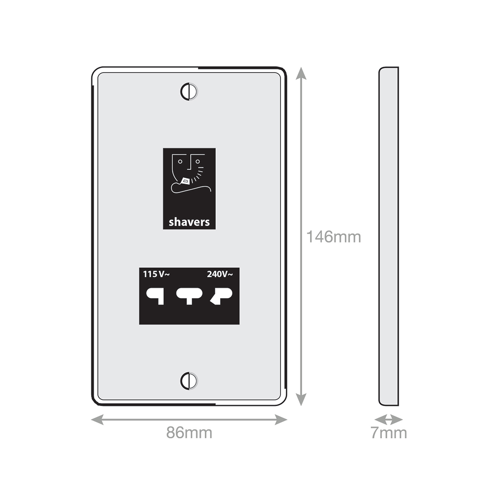 Dual Voltage Shaver Socket 115V & 230V Output - Range Selectric 7M-PRO