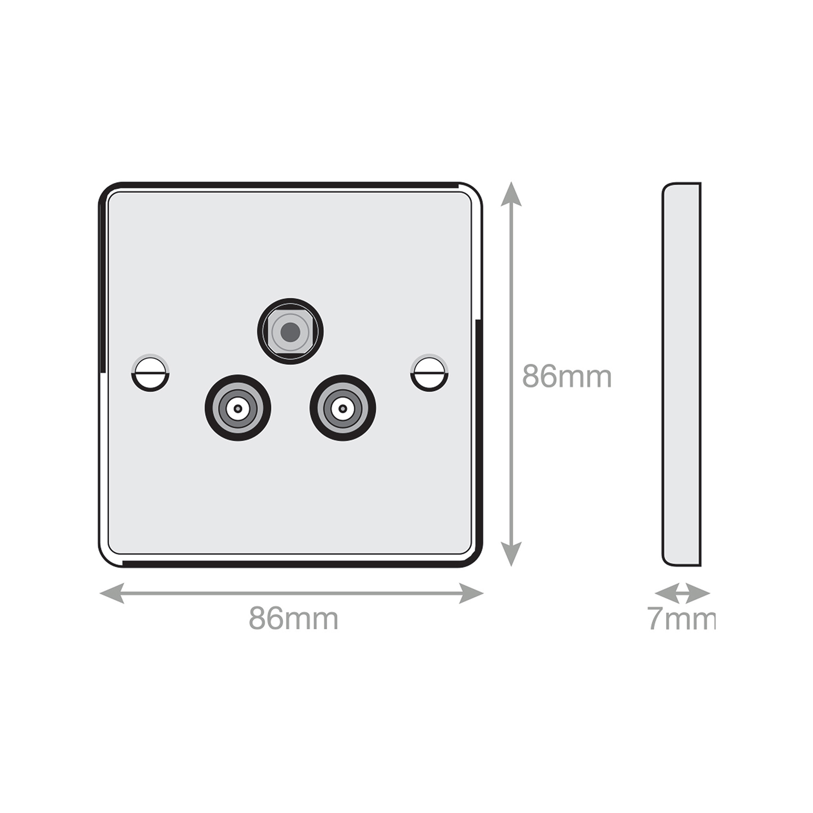 1 Gang F-Type Satellite Socket + 2 Gang TV/FM Coaxial/Aerial Socket Isolated - Range Selectric 7M-PRO