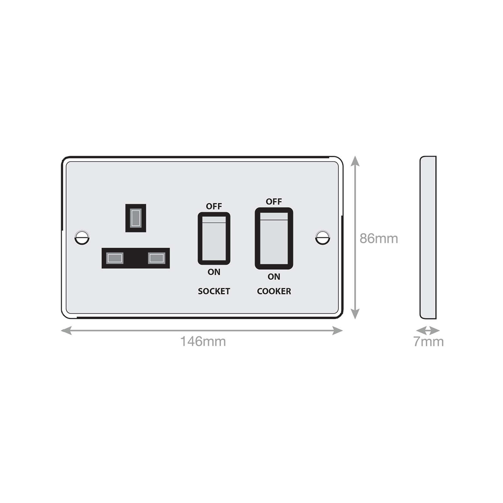 45 Amp Cooker Unit with 13 Amp Switched Socket - Range Selectric 7M-PRO