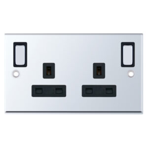 13 Amp socket outlet - 2 gang switched DP with outboard rockers & 2 Earth -  Selectric 7M-PRO