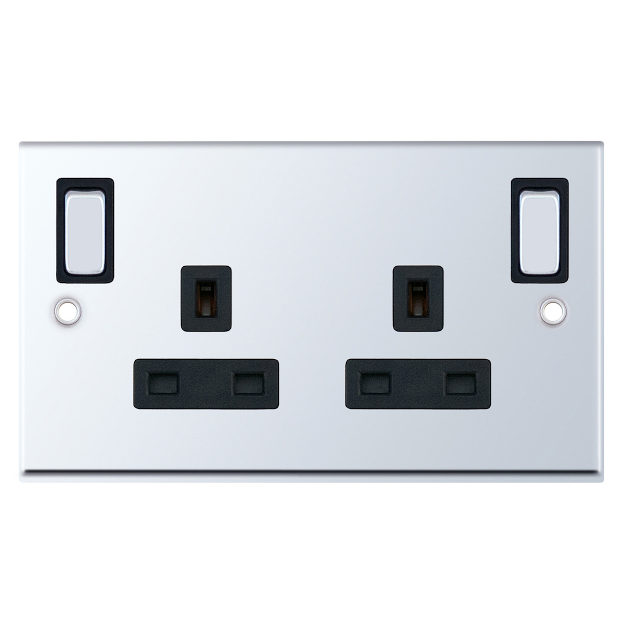 13 Amp socket outlet - 2 gang switched DP with outboard rockers & 2 Earth -  Selectric 7M-PRO