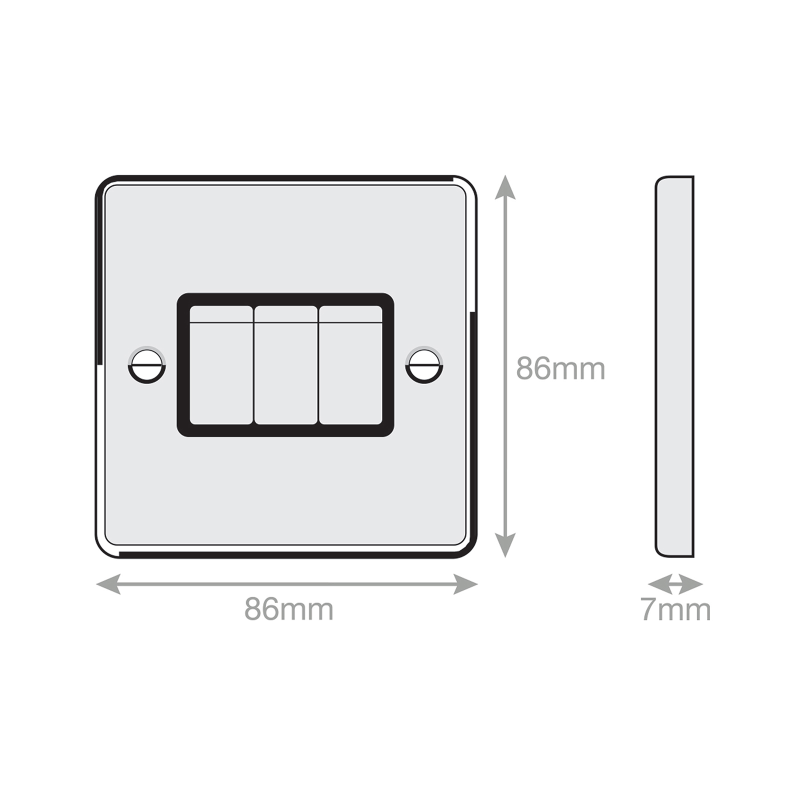 10 Amp Plate Switch - 3 Gang 2 Way - X-Rated - Range Selectric 7M-PRO