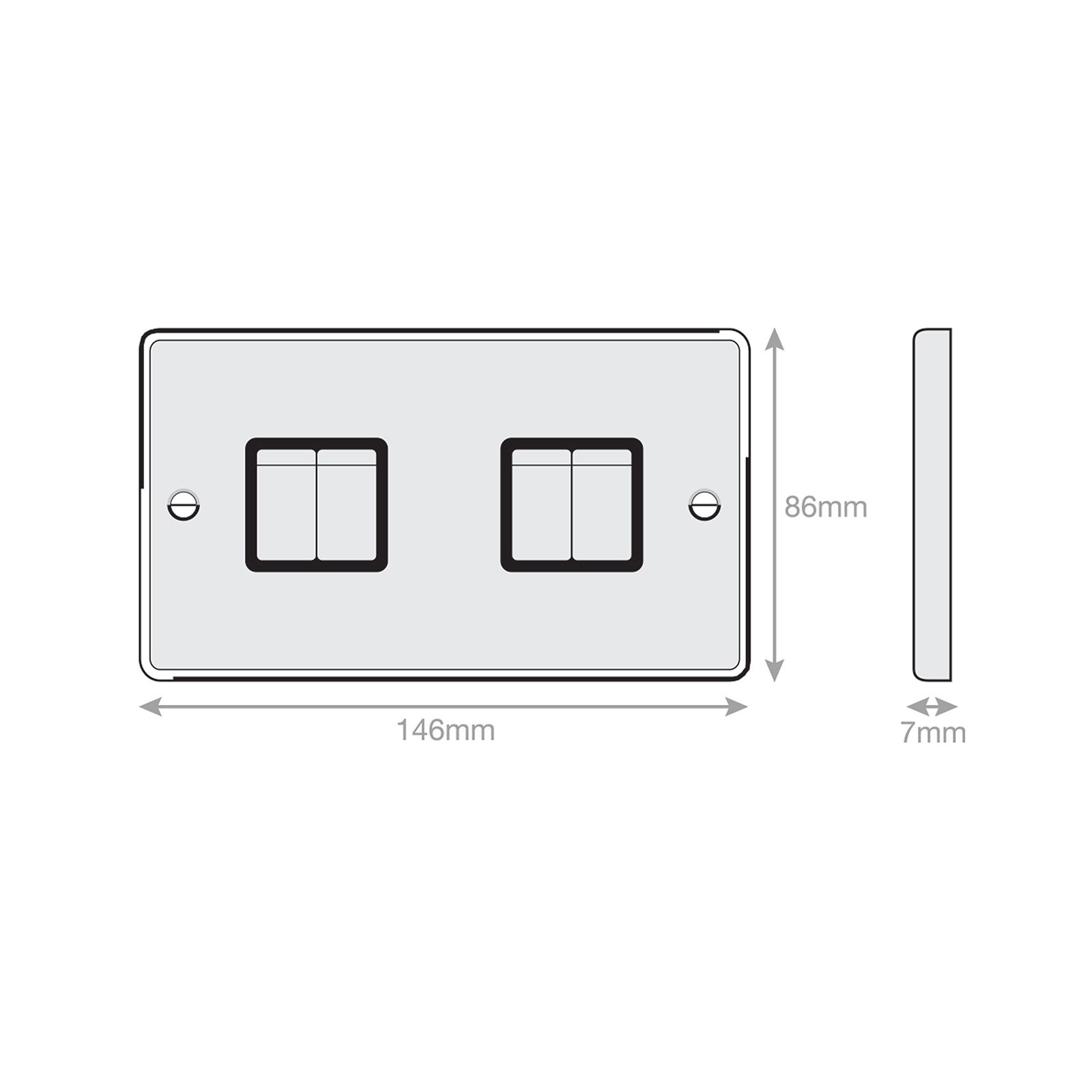 10 Amp Plate Switch - 4 Gang 2 Way - X-Rated - Range Selectric 7M-PRO