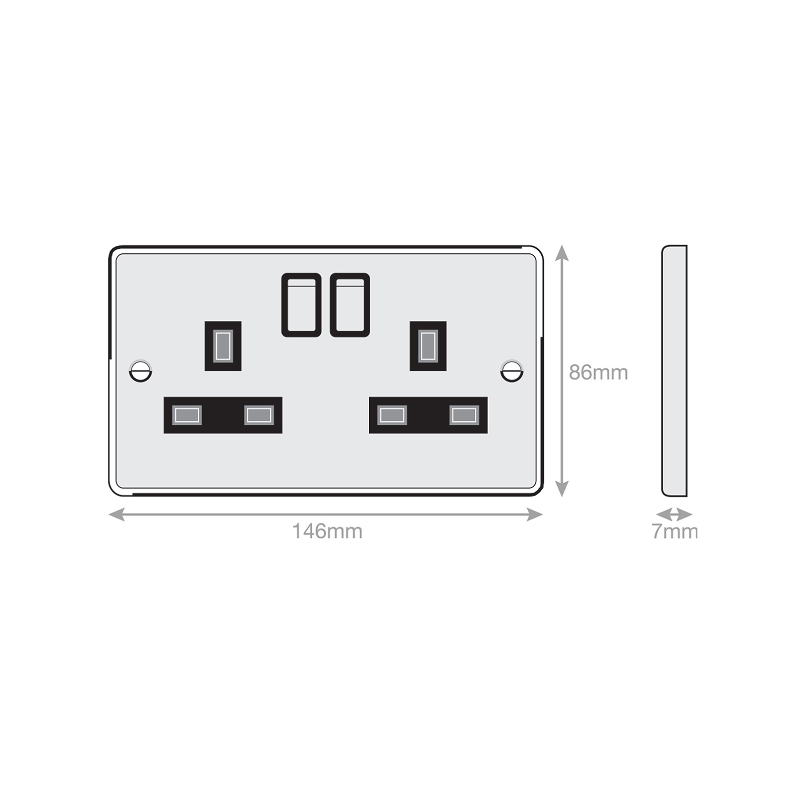 13 Amp Socket Outlets DP + 2 Earth Terminals - Switched - Range Selectric 7M-PRO