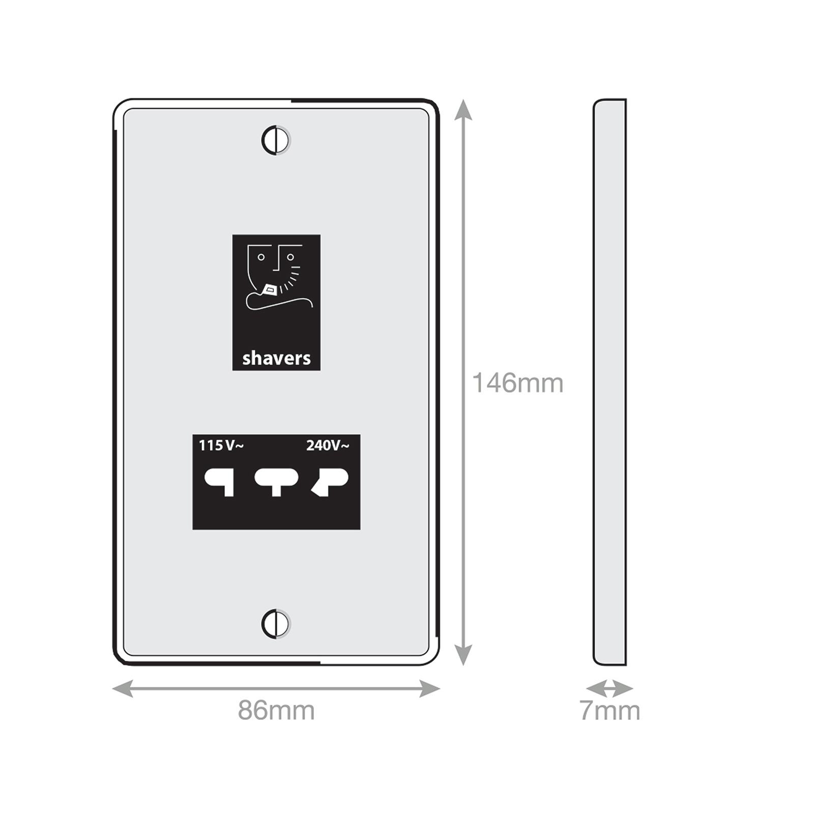 Dual Voltage Shaver Socket 115V & 230V Output - Range Selectric 7M-PRO