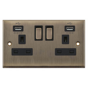 2 Gang 13 Amp Socket with 2 x USB Ports SP - Switched - Range Selectric 7M-PRO