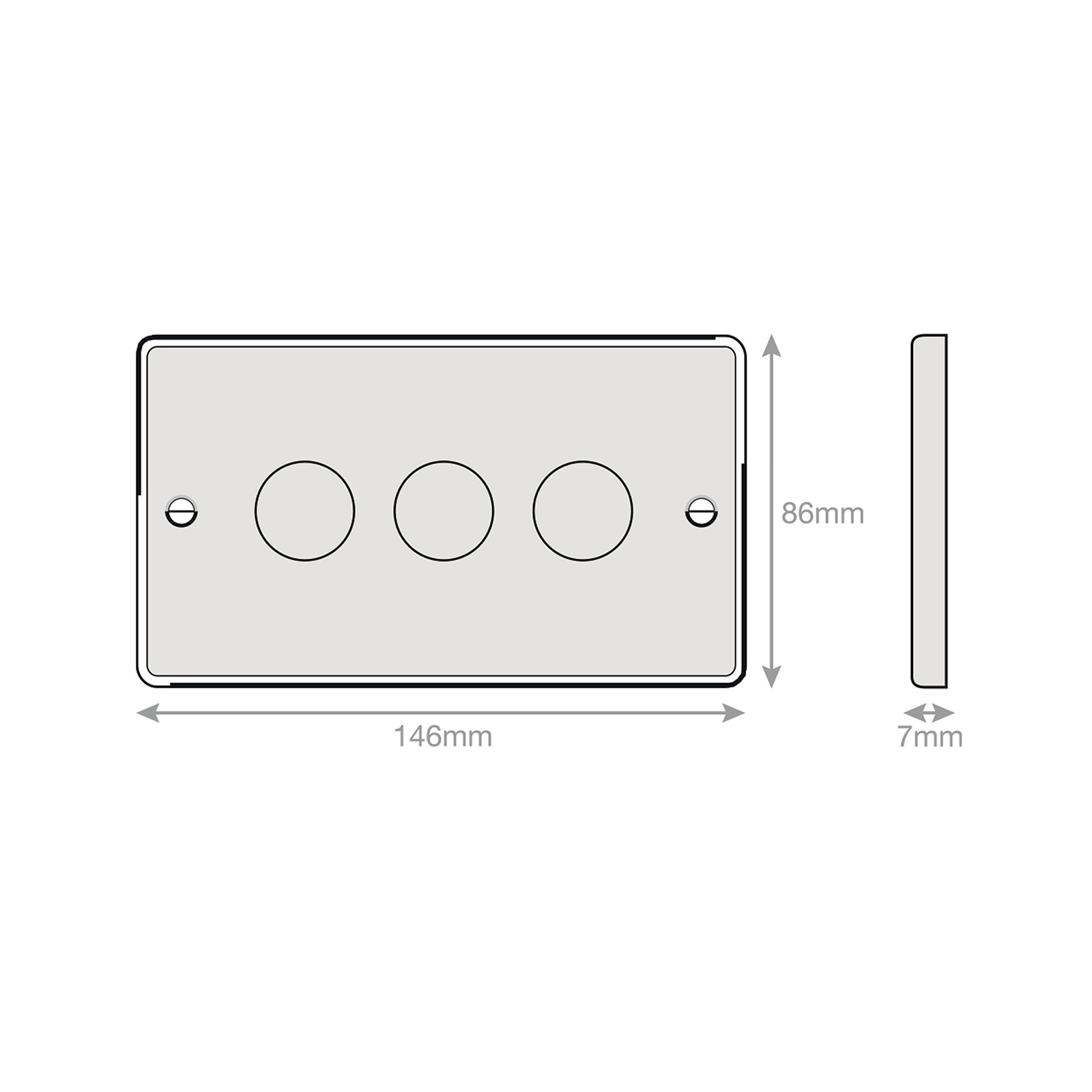 LED Dimmer - 5-100W, 3 Gang 2 Way - Range Selectric 7M-PRO