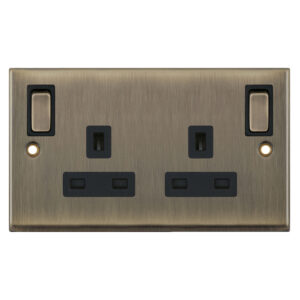 13 Amp socket outlet - 2 gang switched DP with outboard rockers & 2 Earth -  Selectric 7M-PRO
