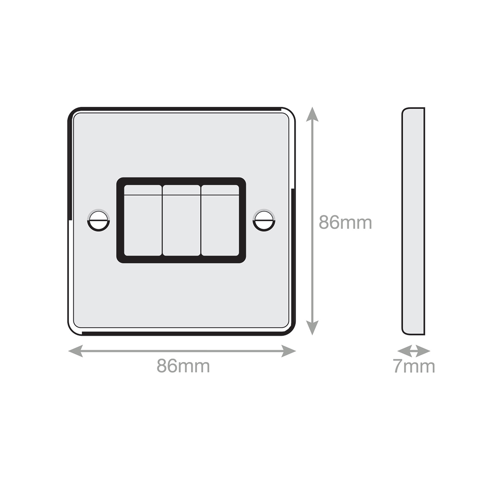 10 Amp Plate Switch - 3 Gang 2 Way - X-Rated - Range Selectric 7M-PRO