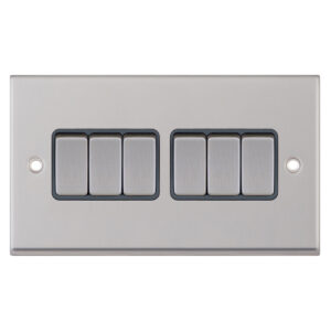 10 Amp Plate Switch - 6 Gang 2 Way - X-Rated - Range Selectric 7M-PRO