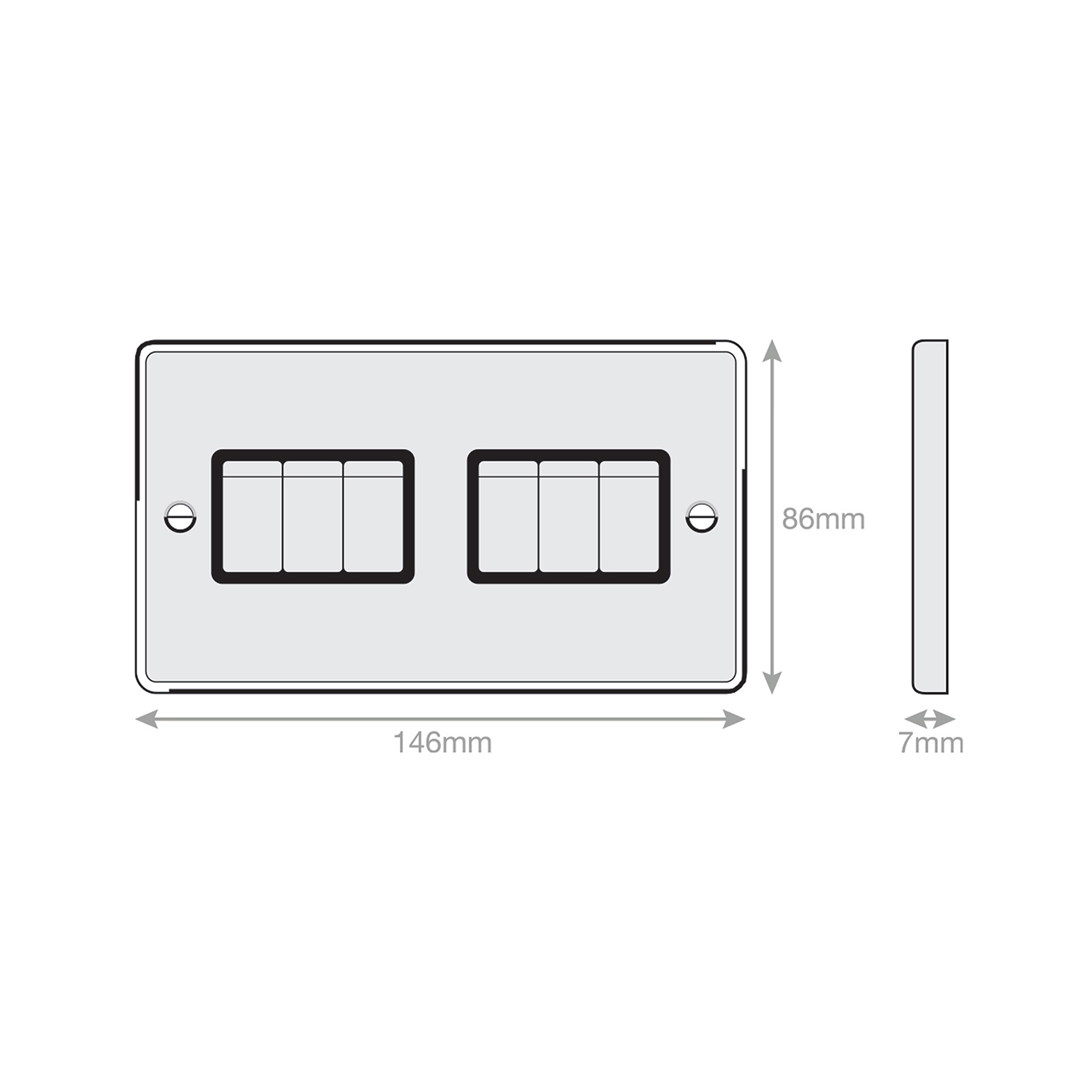 10 Amp Plate Switch - 6 Gang 2 Way - X-Rated - Range Selectric 7M-PRO