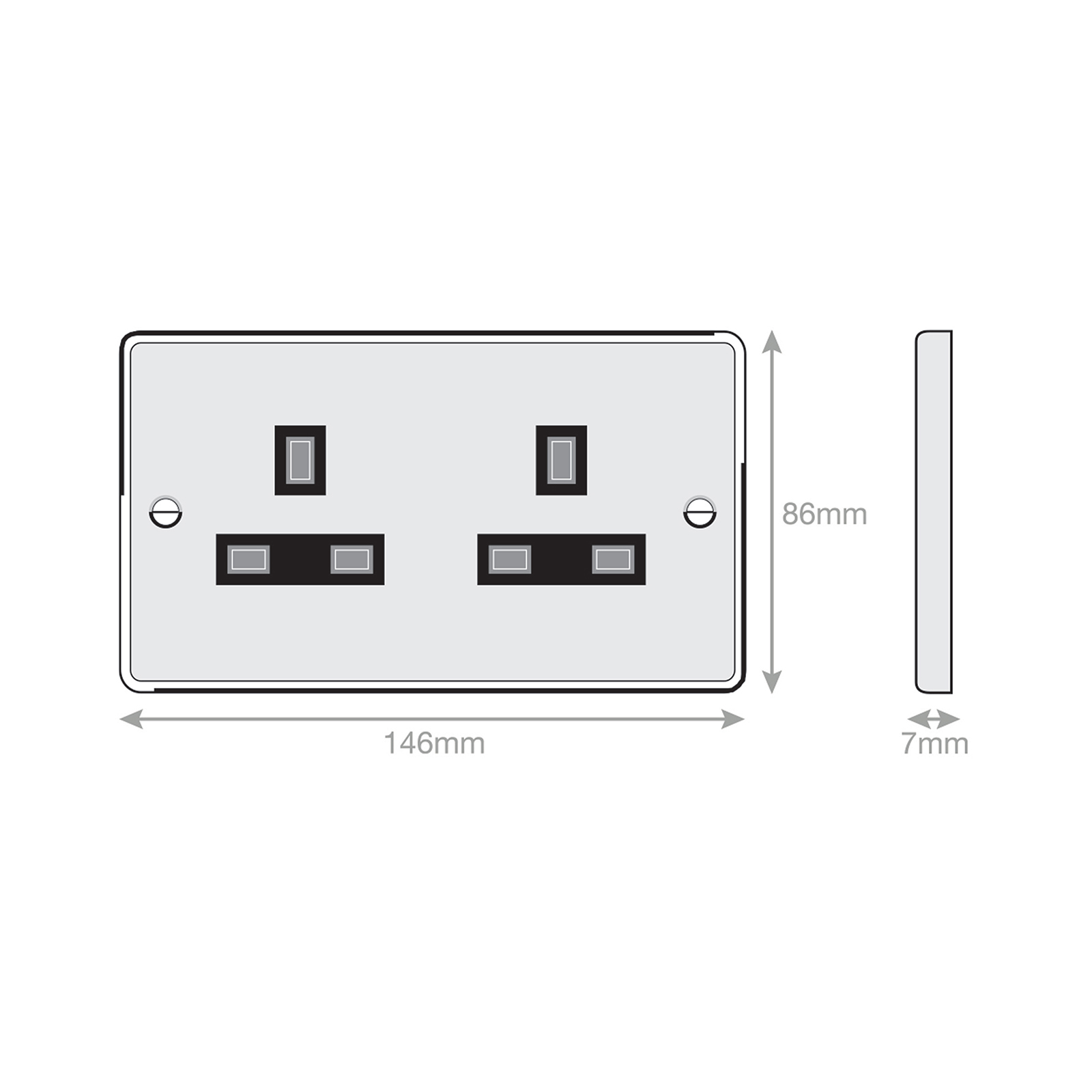 13 Amp Socket Outlets + 2 Earth Terminals - Unswitched - Range Selectric 7M-PRO