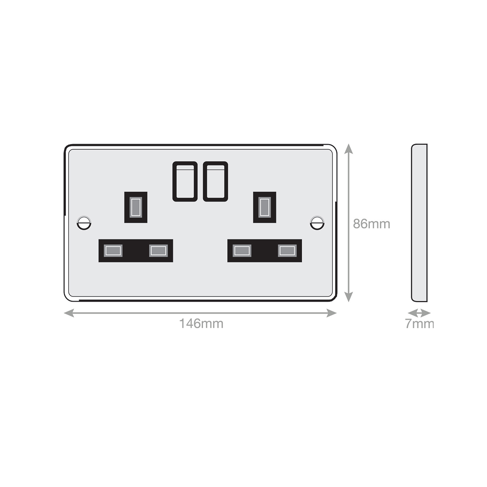 13 Amp Socket Outlets DP + 2 Earth Terminals - Switched - Range Selectric 7M-PRO
