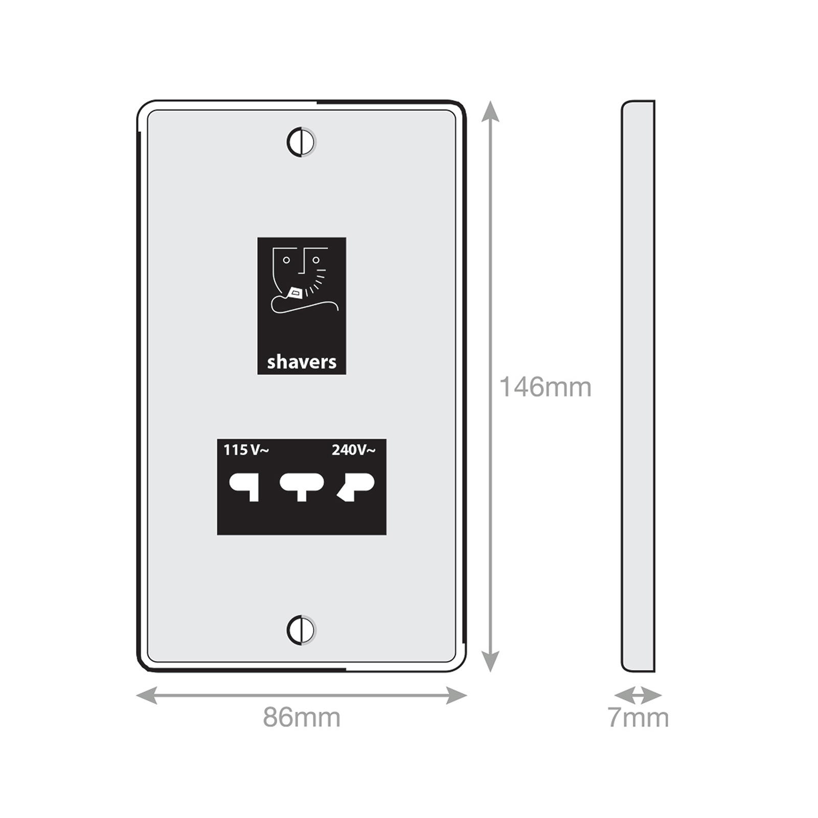 Dual Voltage Shaver Socket 115V & 230V Output - Range Selectric 7M-PRO