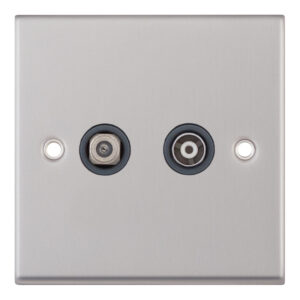 1 Gang F-Type Satellite Socket + 1 Gang TV/FM Coaxial/Aerial Socket Isolated - Range Selectric 7M-PRO