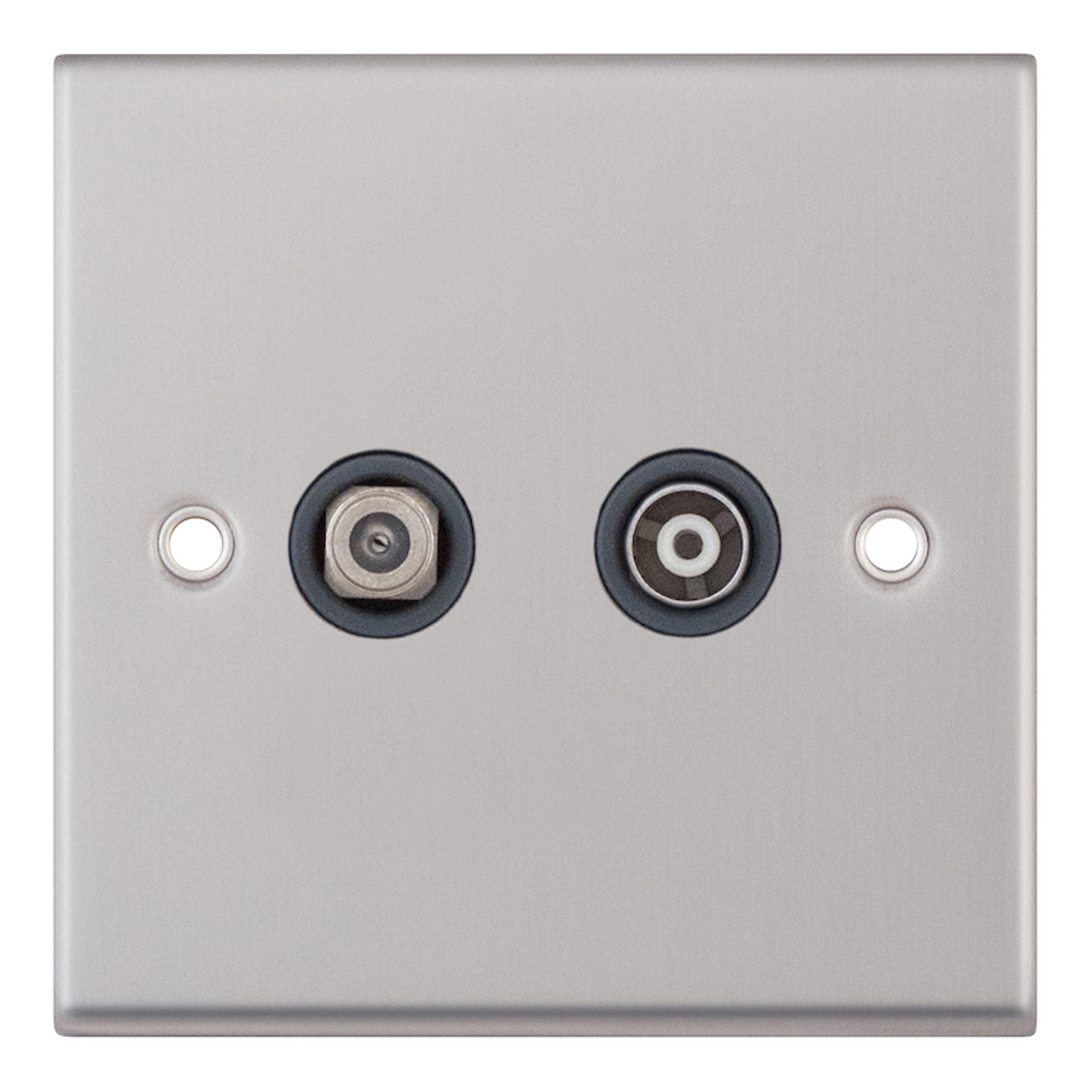 1 Gang F-Type Satellite Socket + 1 Gang TV/FM Coaxial/Aerial Socket Isolated - Range Selectric 7M-PRO