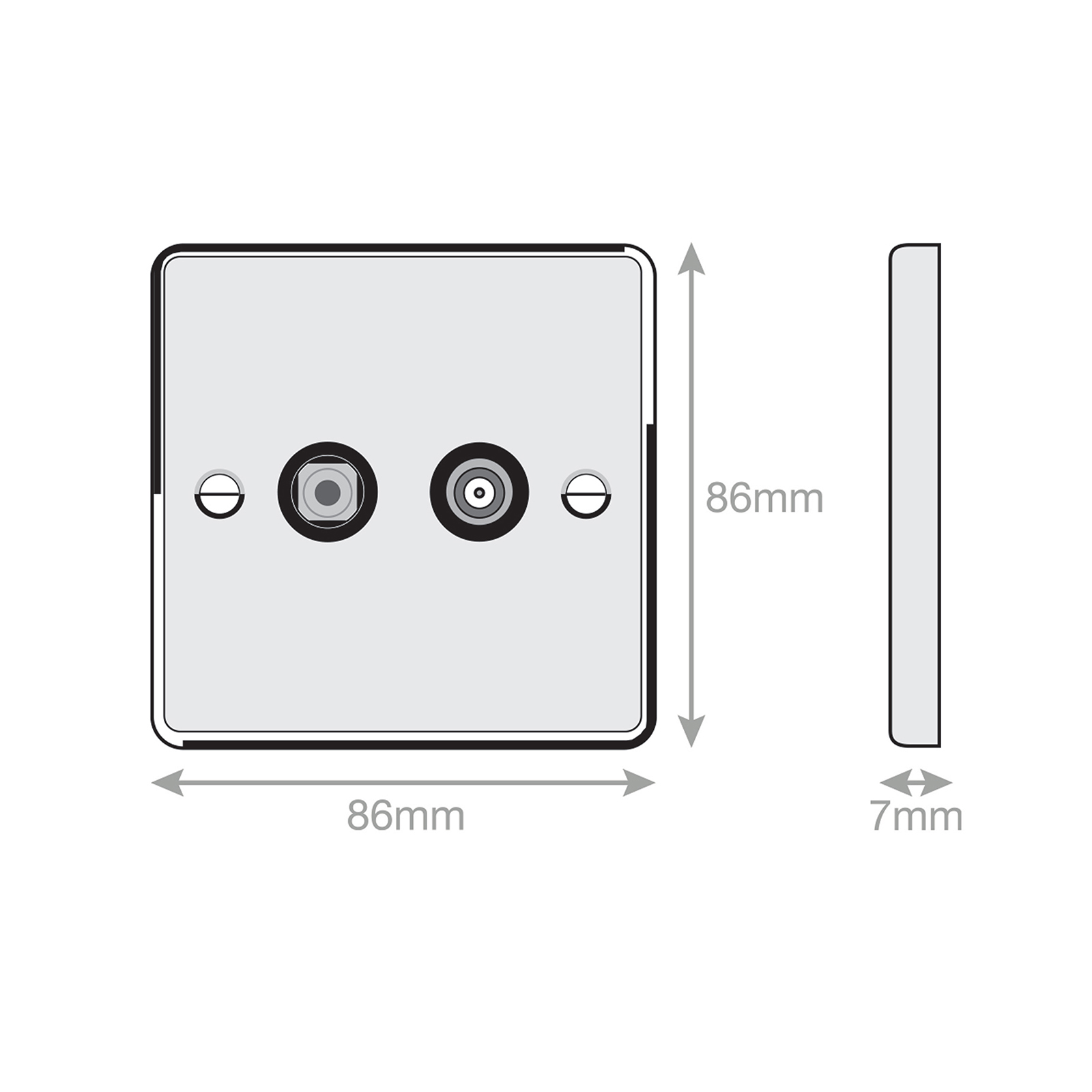1 Gang F-Type Satellite Socket + 1 Gang TV/FM Coaxial/Aerial Socket Isolated - Range Selectric 7M-PRO
