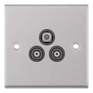 1 Gang F-Type Satellite Socket + 2 Gang TV/FM Coaxial/Aerial Socket Isolated - Range Selectric 7M-PRO