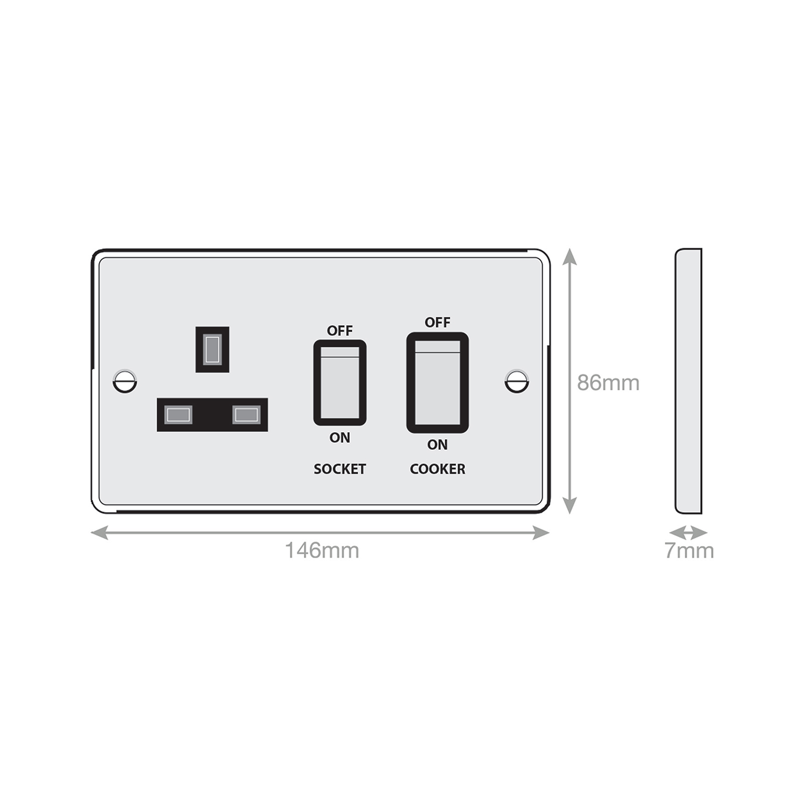 45 Amp Cooker Unit with 13 Amp Switched Socket - Range Selectric 7M-PRO
