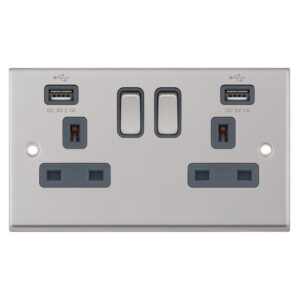 2 Gang 13 Amp Socket with 2 x USB Ports SP - Switched - Range Selectric 7M-PRO