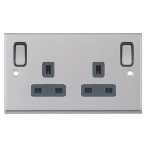 13 Amp socket outlet - 2 gang switched DP with outboard rockers & 2 Earth -  Selectric 7M-PRO