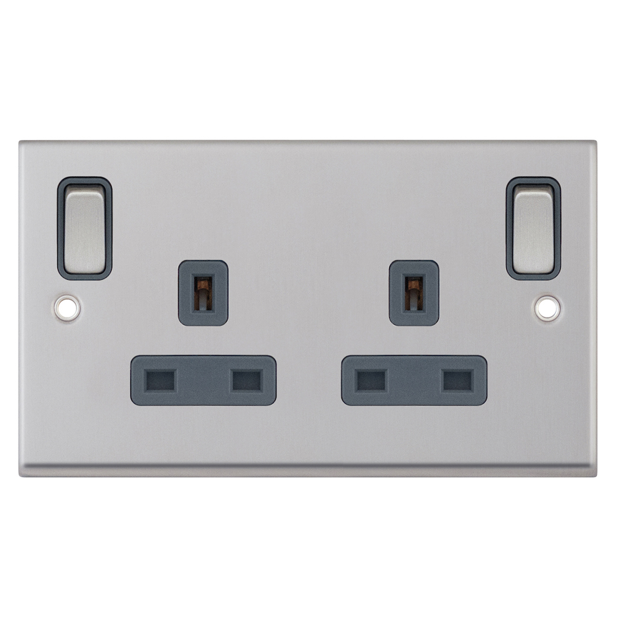 13 Amp socket outlet - 2 gang switched DP with outboard rockers & 2 Earth -  Selectric 7M-PRO