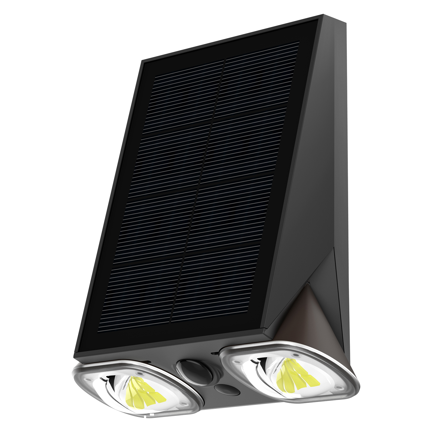 Omnisolar Aquila Black Dual-Head Solar Wall Light with PIR Sensor - 800 Lumens