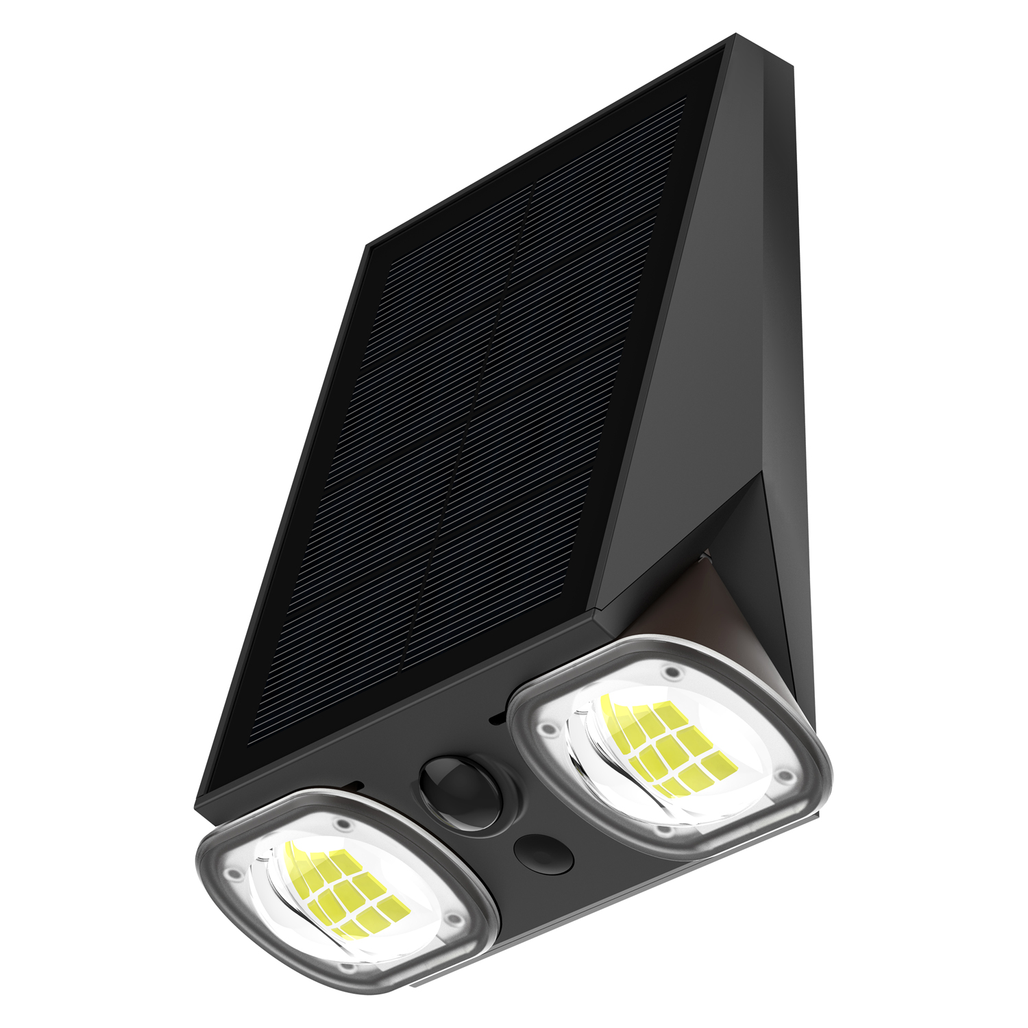 Omnisolar Aquila Black Dual-Head Solar Wall Light with PIR Sensor - 800 Lumens